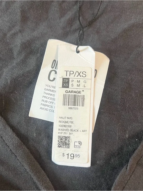 Garage Palm Valley Los Angeles Tie Front Crop Tee Black Women’s XS NWT - Picture 6 of 8